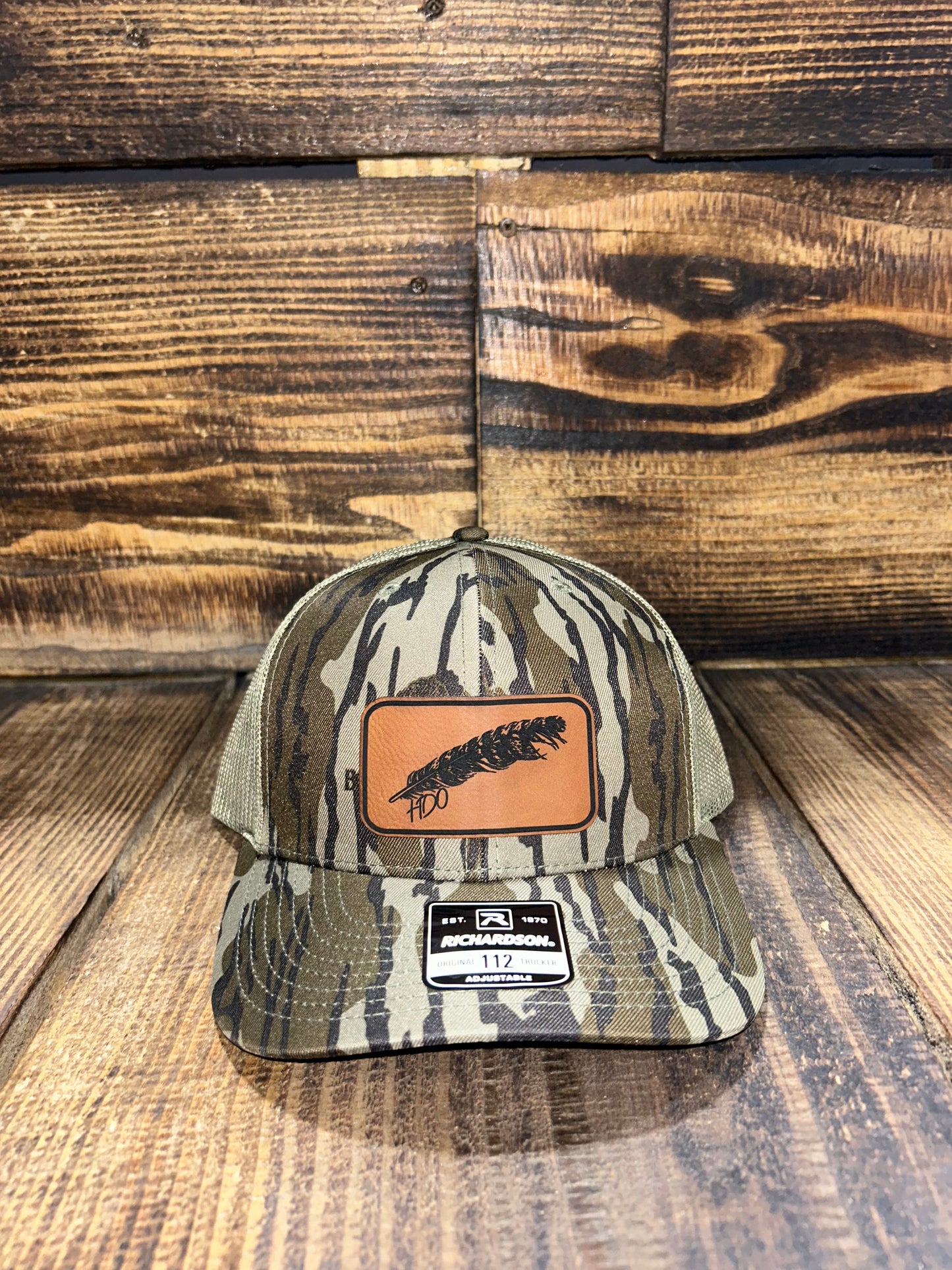 Bottom land leather turkey patch 5 panel trucker hat
