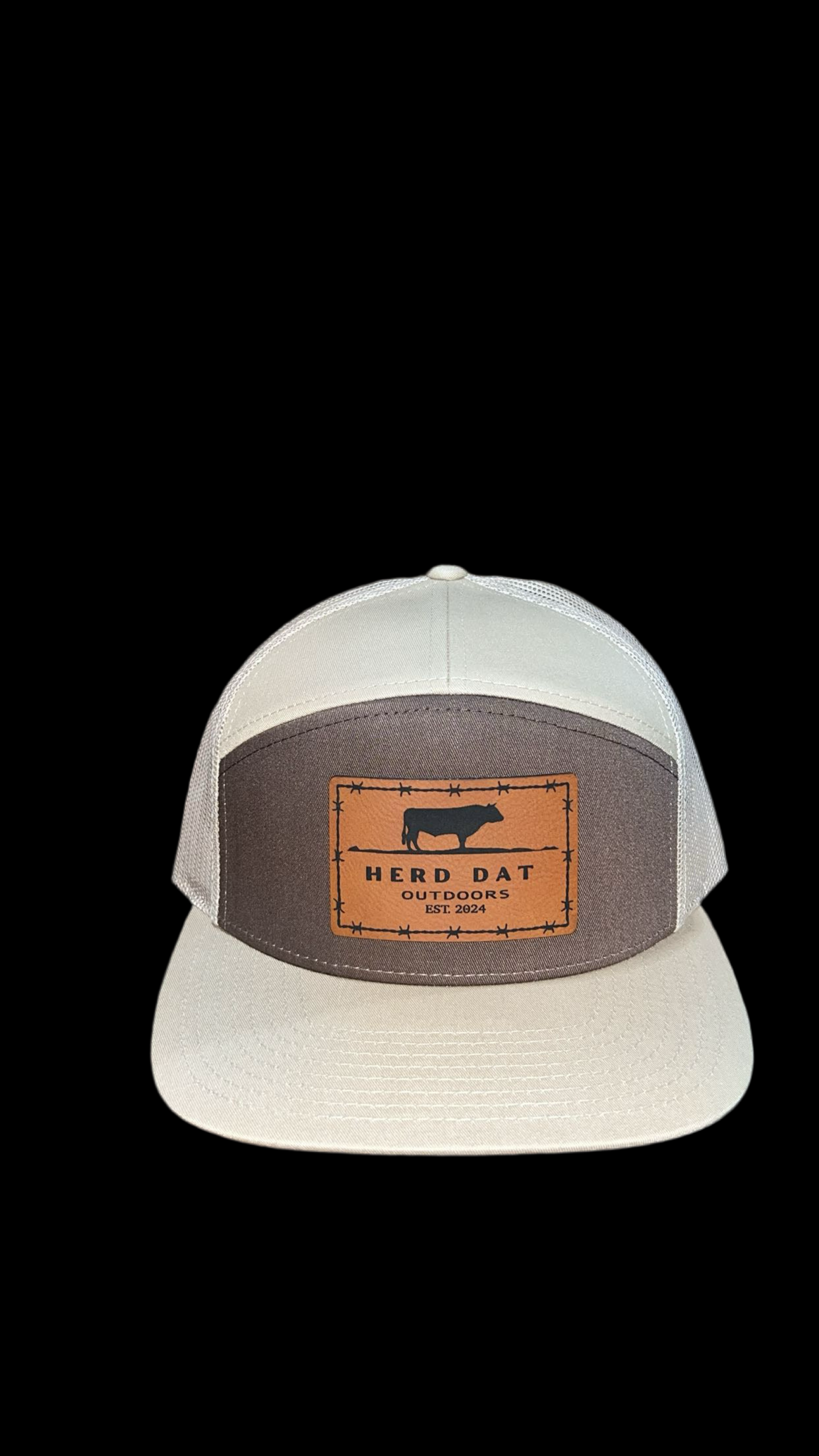 Brown/Khaki barb wire OG patch 7 panel hat