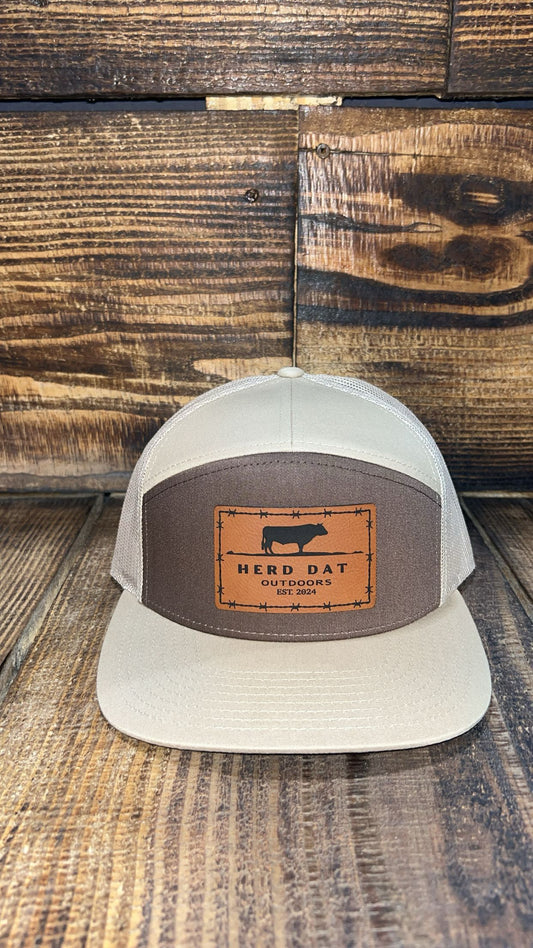 Brown/Khaki barb wire OG patch 7 panel hat